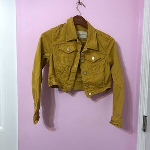 Anthropologie Pilcro yellow Denim cropped Jacket size xs